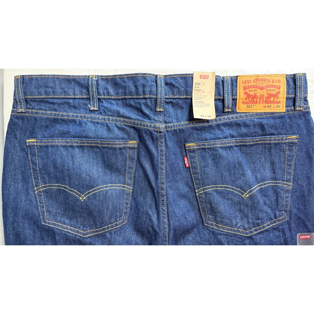 Levis 511 Slim Fit Dark Wash Indigo Denim Jeans Mens 42x30 NWT - Picture 4 of 8